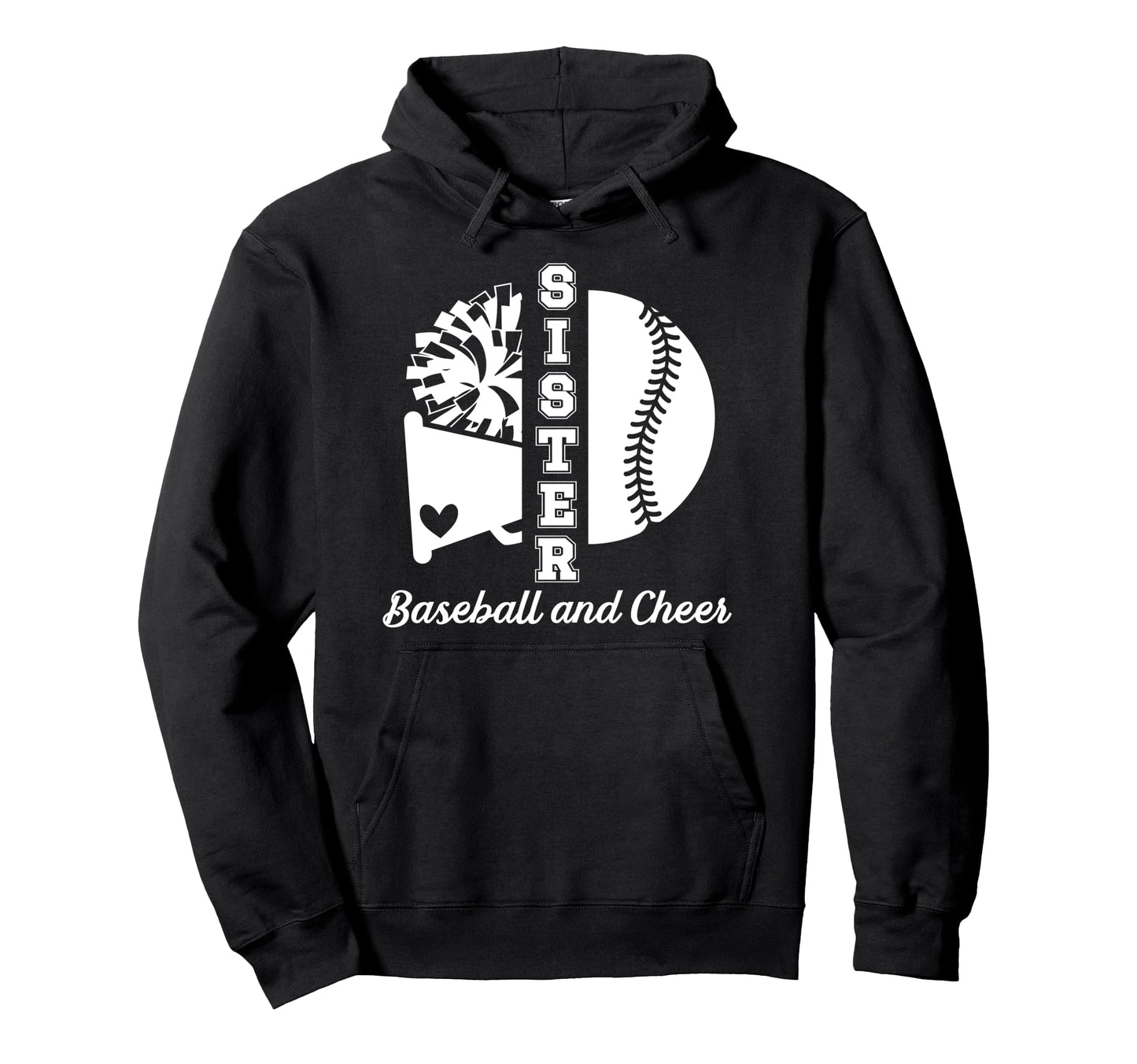 Baseball And Cheer Sister Cheerleading Hoodie - Graphic Print Men Women - T-Shirt, Sweatshirt, Hoodie