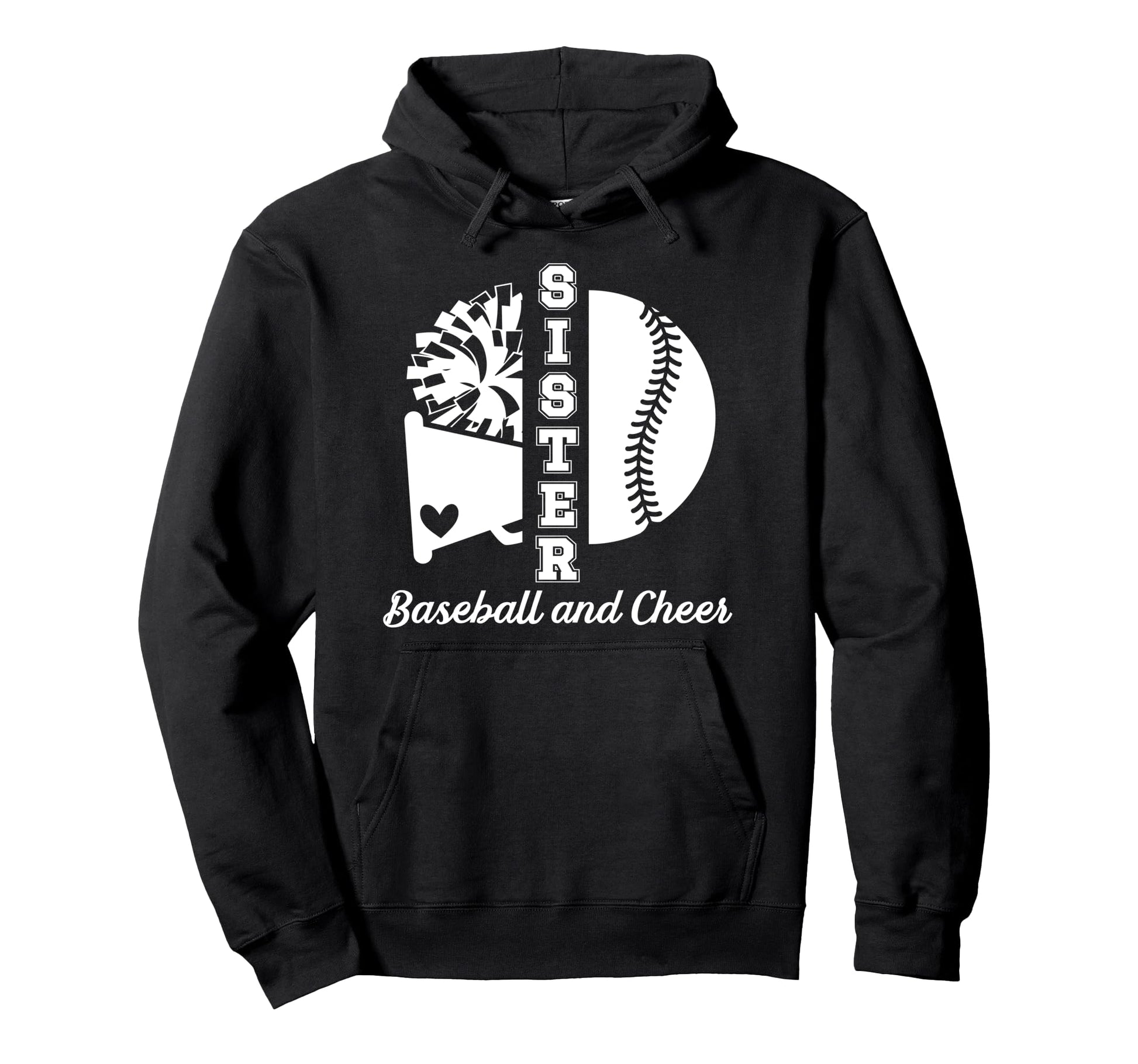 Baseball And Cheer Sister Cheerleading Hoodie - Graphic Print Men Women - T-Shirt, Sweatshirt, Hoodie