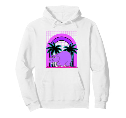Aesthetic Vaporwave Outfits Hippo Hoodie - Minimalist Print Men Women - T-Shirt, Sweatshirt, Hoodie