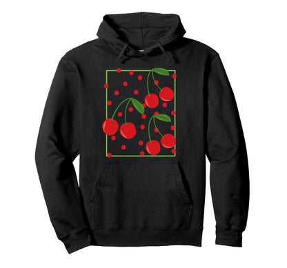 Red Cherries And Polka Dots Boho Hoodie - Novelty Apparel for Adults - T-Shirt, Sweatshirt, Hoodie