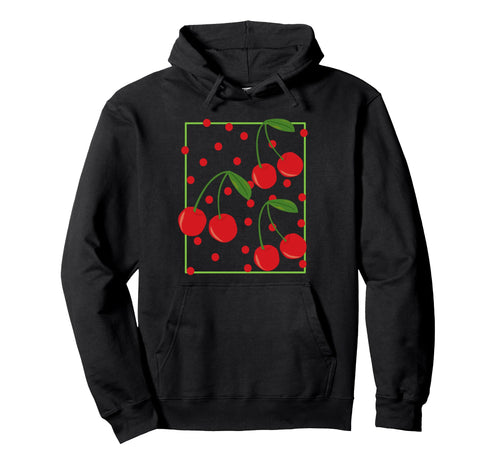 Red Cherries And Polka Dots Boho Hoodie - Novelty Apparel for Adults - T-Shirt, Sweatshirt, Hoodie