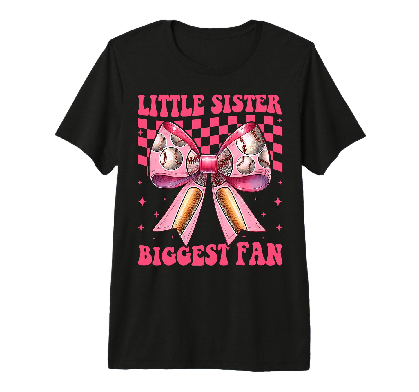 Baseball Sister Coquette Bow Little T-Shirt - Minimalist Print Men Women - T-Shirt, Sweatshirt, Hoodie