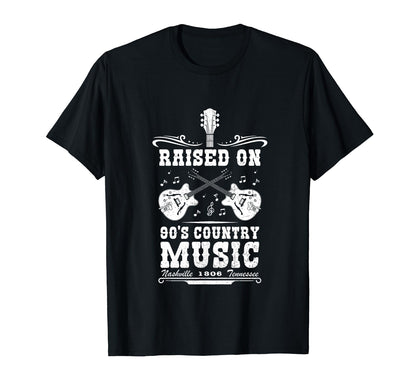 Raised 90S Country Music Western 90S T-Shirt - Minimalist Print Men Women - T-Shirt, Sweatshirt, Hoodie