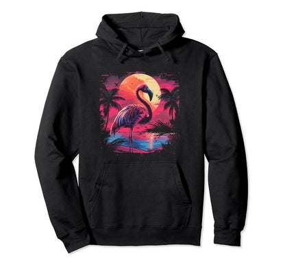 Flamingo Vaporwave Aesthetic Synthwave Hoodie - Custom Art Print Men Women - T-Shirt, Sweatshirt, Hoodie