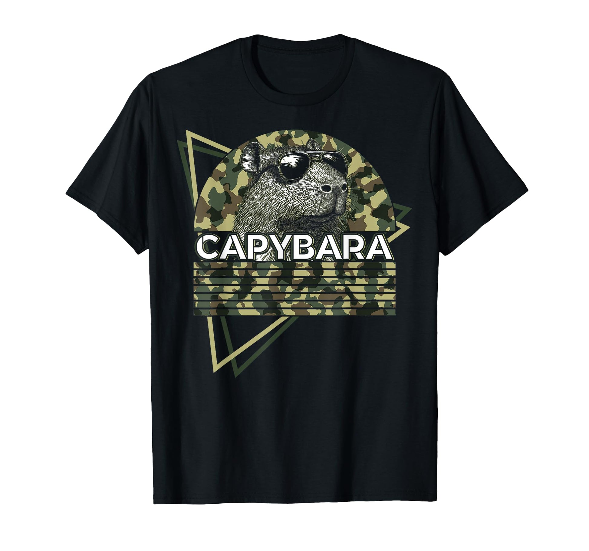Capybara Capibara Sunglasses Camouflage T-Shirt - Trendy Graphic Men Women - T-Shirt, Sweatshirt, Hoodie