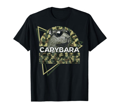 Capybara Capibara Sunglasses Camouflage T-Shirt - Trendy Graphic Men Women - T-Shirt, Sweatshirt, Hoodie