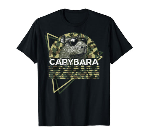 Capybara Capibara Sunglasses Camouflage T-Shirt - Trendy Graphic Men Women - T-Shirt, Sweatshirt, Hoodie