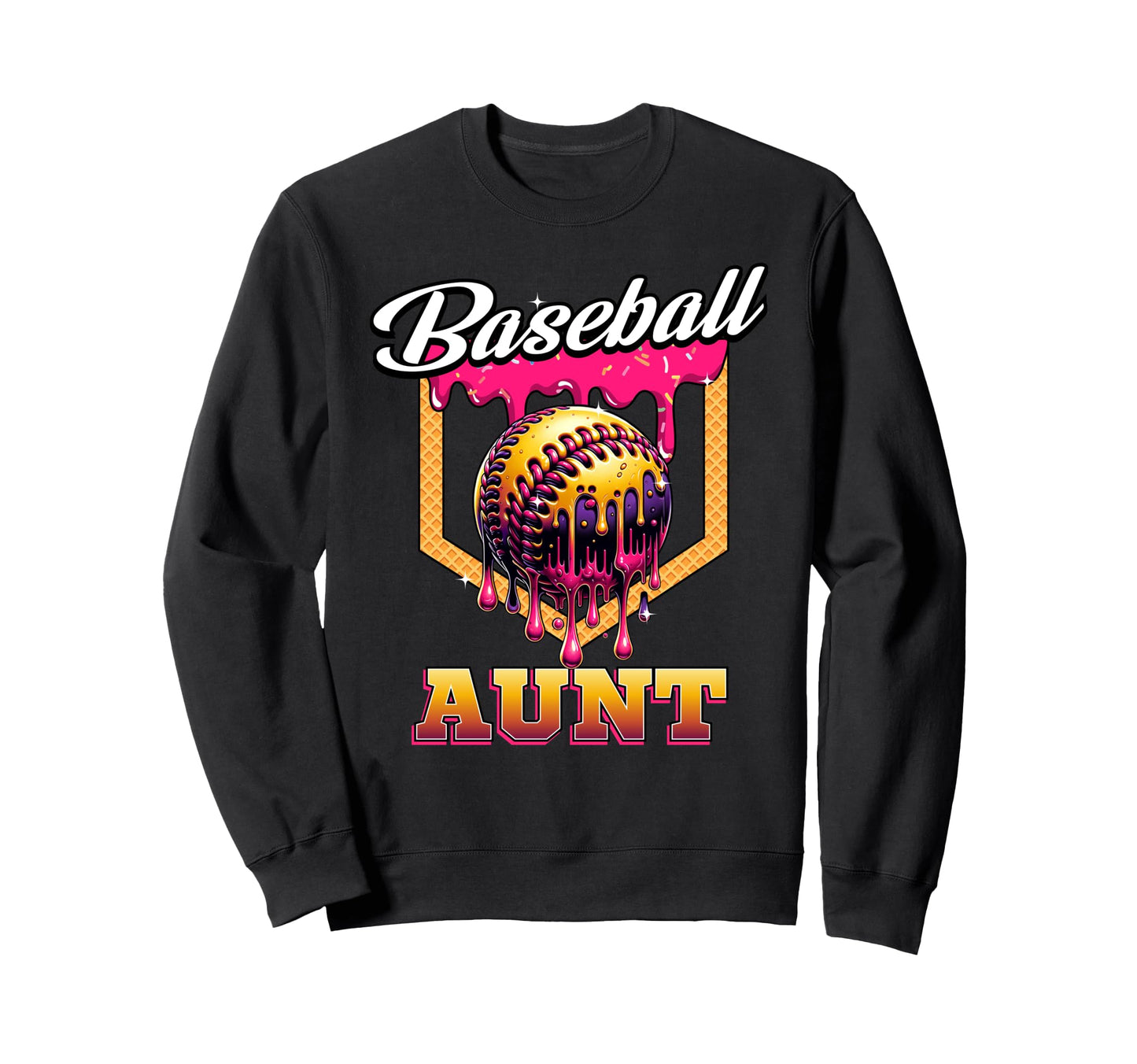 Baseball Aunt Ice Cream Drip Home Sweatshirt - Trendy Graphic Men Women - T-Shirt, Sweatshirt, Hoodie