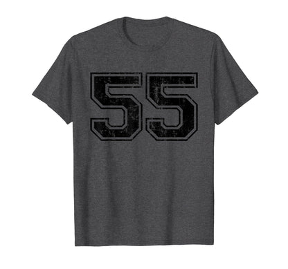 Number 55 Varsity Distressed Sport T-Shirt - Casual Everyday Wear Unisex - T-Shirt, Sweatshirt, Hoodie