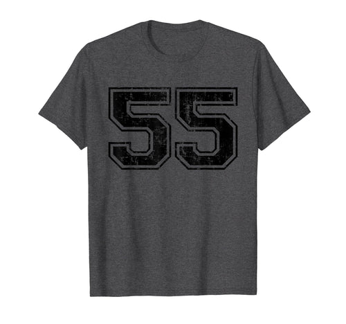Number 55 Varsity Distressed Sport T-Shirt - Casual Everyday Wear Unisex - T-Shirt, Sweatshirt, Hoodie