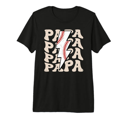 Lightning Groovy Proud Dad Baseball Papa T-Shirt - Unique Graphic Unisex - T-Shirt, Sweatshirt, Hoodie