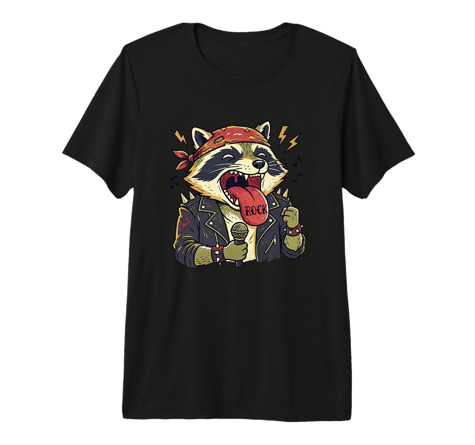 Raccoon Singer Rock Band Funny T-Shirt - Custom Art Print Men Women - T-Shirt, Sweatshirt, Hoodie