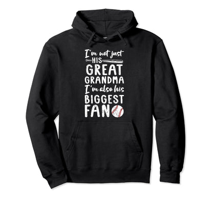 His Biggest Fan Baseball Great Grandma Hoodie - Trendy Graphic Unisex - T-Shirt, Sweatshirt, Hoodie