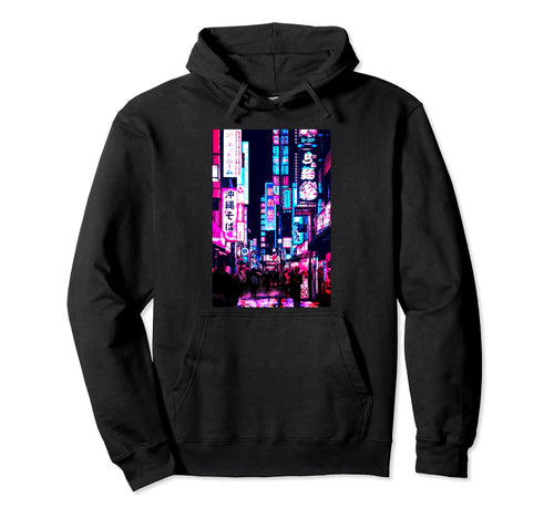 Streets Tokyo Japan Night Scene Hoodie - Aesthetic Graphic Men Women - T-Shirt, Sweatshirt, Hoodie