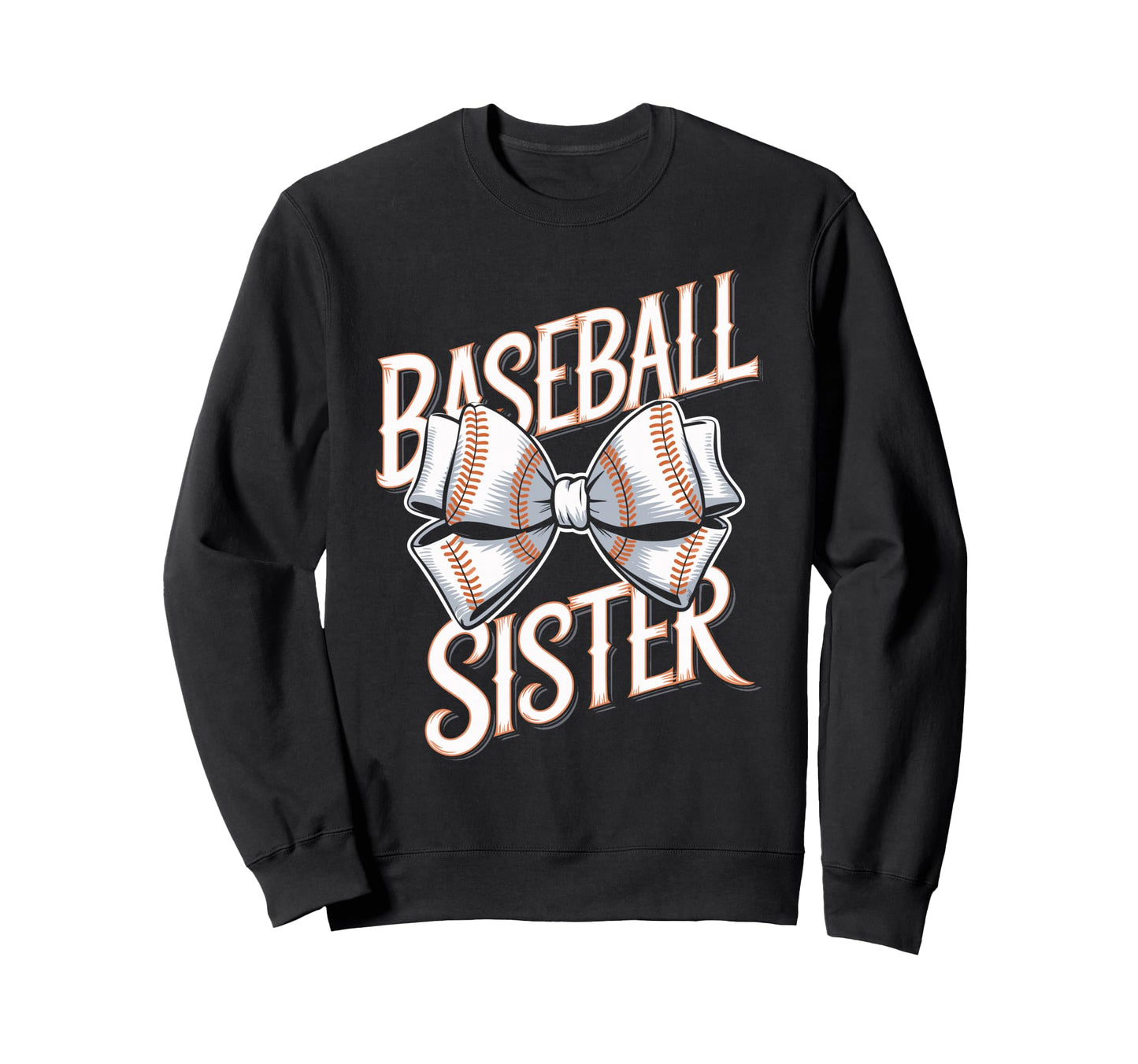 Baseball Sister Bow Sports Sweatshirt - Graphic Print for Adults - T-Shirt, Sweatshirt, Hoodie