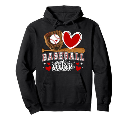 Baseball Sister Heart Sister Baseball Hoodie - Minimalist Print for Adults - T-Shirt, Sweatshirt, Hoodie