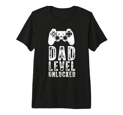 Mens Gamer Dad Dad Level Unlocked Video T-Shirt - Minimalist Print Unisex - T-Shirt, Sweatshirt, Hoodie