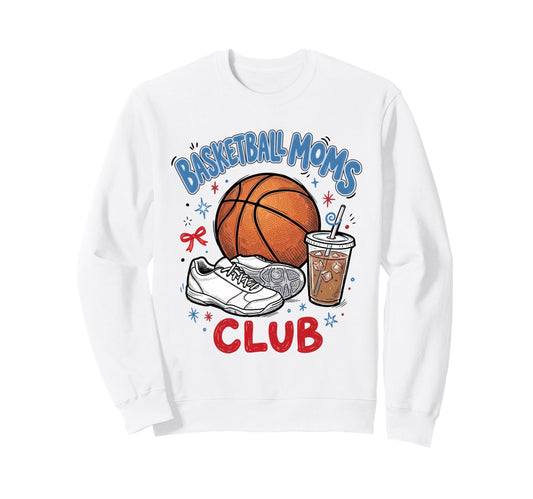 Basketball Moms Club Iced Coffee Sweatshirt - Novelty Apparel for Adults - T-Shirt, Sweatshirt, Hoodie