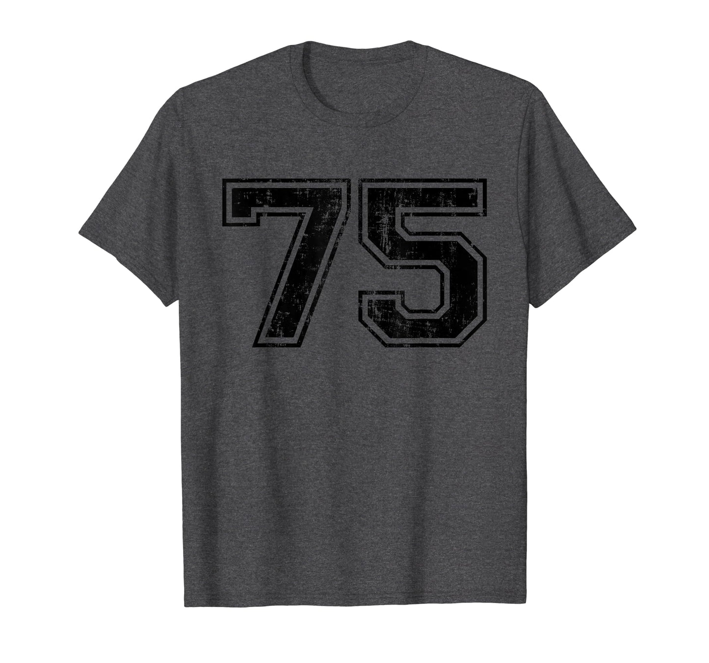 Number 75 Varsity Distressed Sport Team T-Shirt - Unique Graphic Men Women - T-Shirt, Sweatshirt, Hoodie