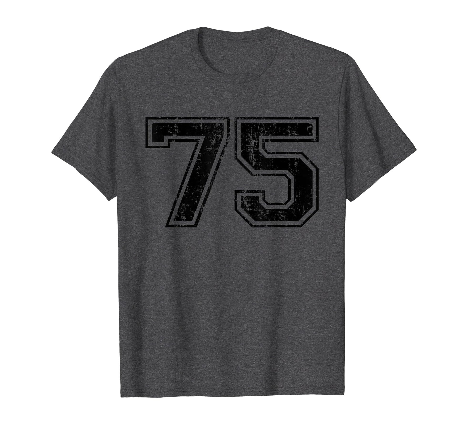 Number 75 Varsity Distressed Sport Team T-Shirt - Unique Graphic Men Women - T-Shirt, Sweatshirt, Hoodie