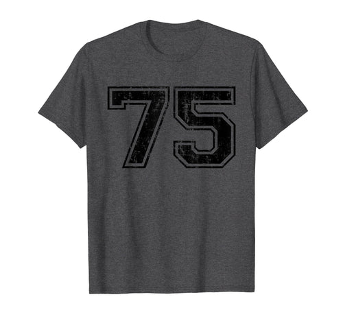 Number 75 Varsity Distressed Sport Team T-Shirt - Unique Graphic Men Women - T-Shirt, Sweatshirt, Hoodie