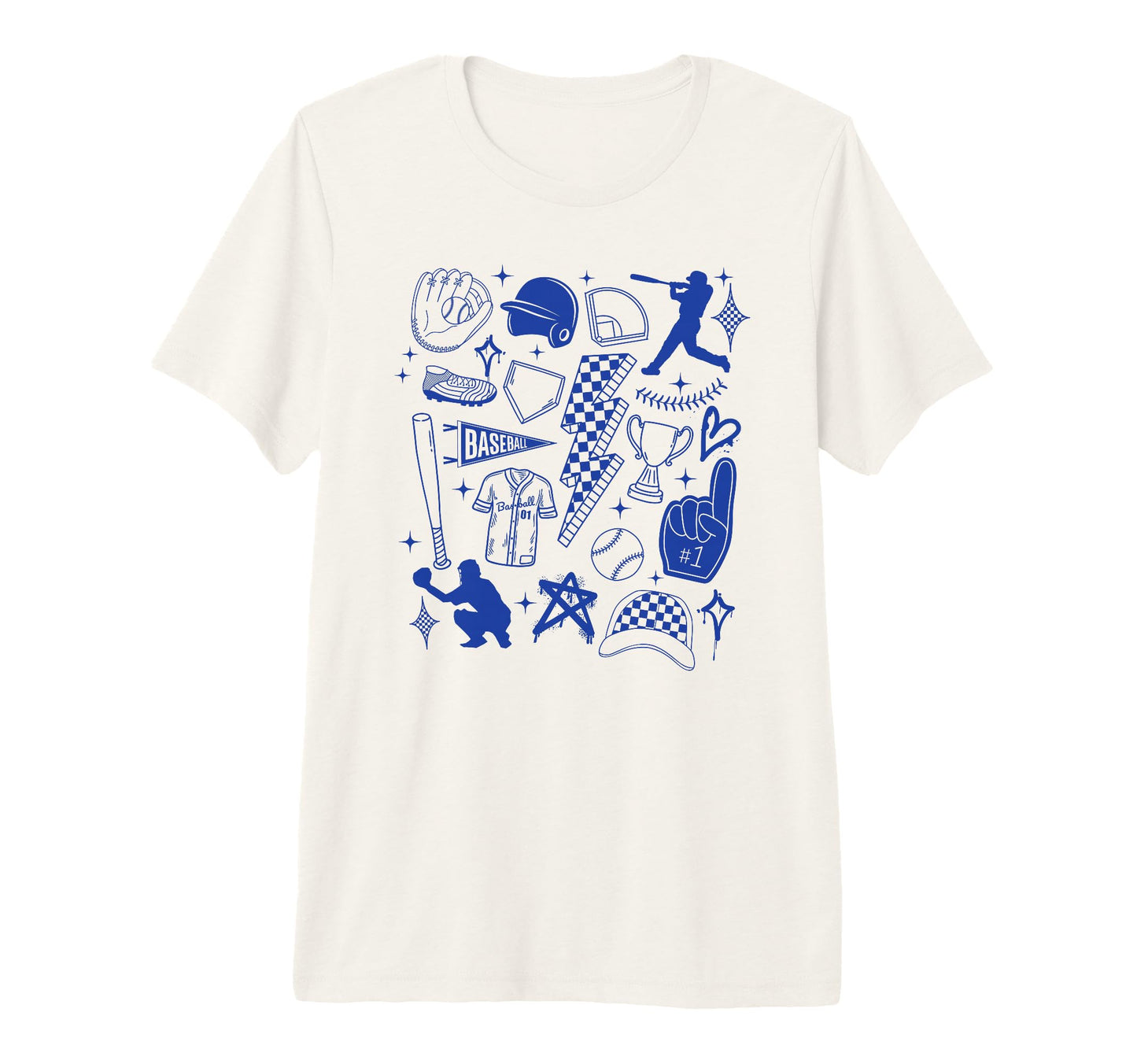 Baseball Player Game Day Blue Line Art T-Shirt - Unique Graphic Unisex - T-Shirt, Sweatshirt, Hoodie