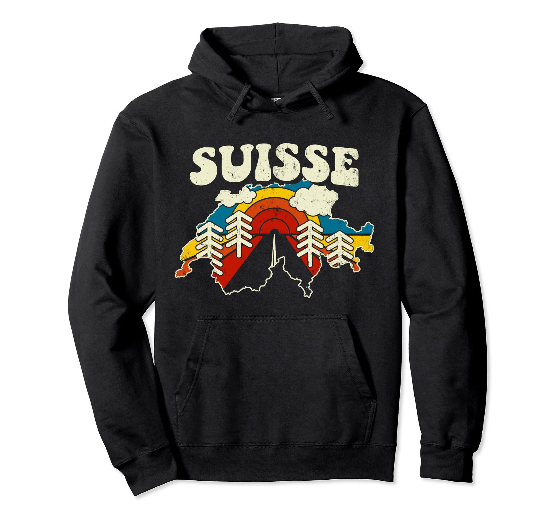 Switzerland Swiss Country Rainbow Hoodie - Fun Novelty Design Men Women - T-Shirt, Sweatshirt, Hoodie