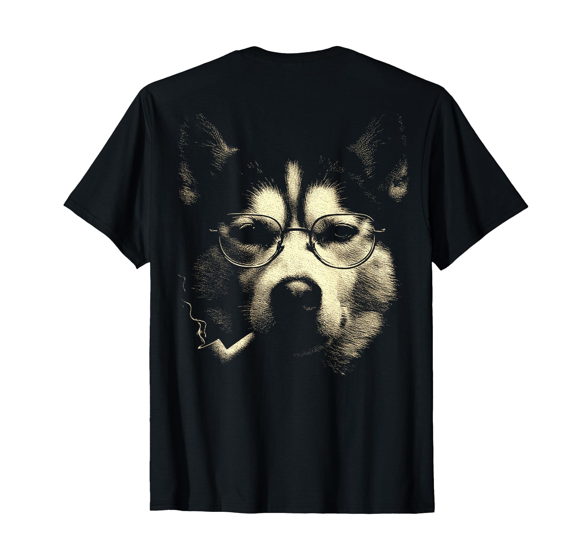 Siberian Husky Glasses Smoking Pipe T-Shirt - Aesthetic Graphic Unisex - T-Shirt, Sweatshirt, Hoodie