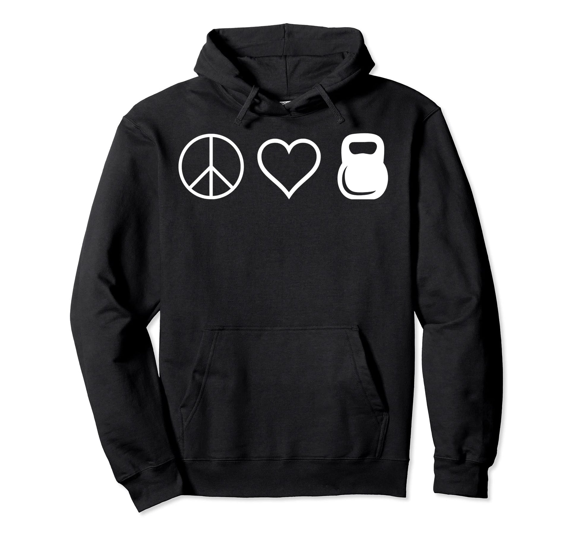 Peace Love Kettlebells Funny Workout Hoodie - Streetwear Style Unisex - T-Shirt, Sweatshirt, Hoodie