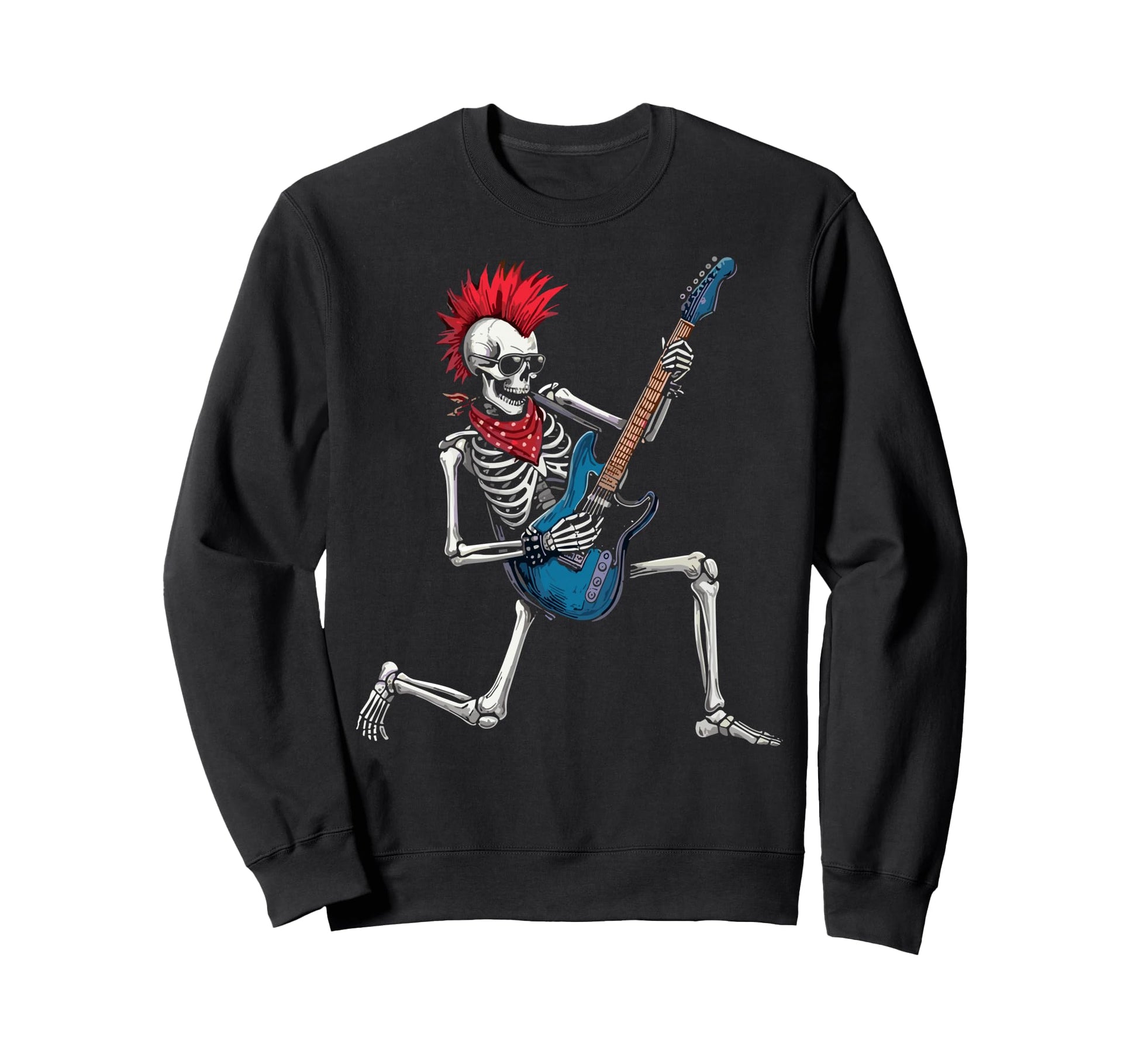 Funny Skeleton Playing Guitar Usa Sweatshirt - Custom Art Print Men Women - T-Shirt, Sweatshirt, Hoodie