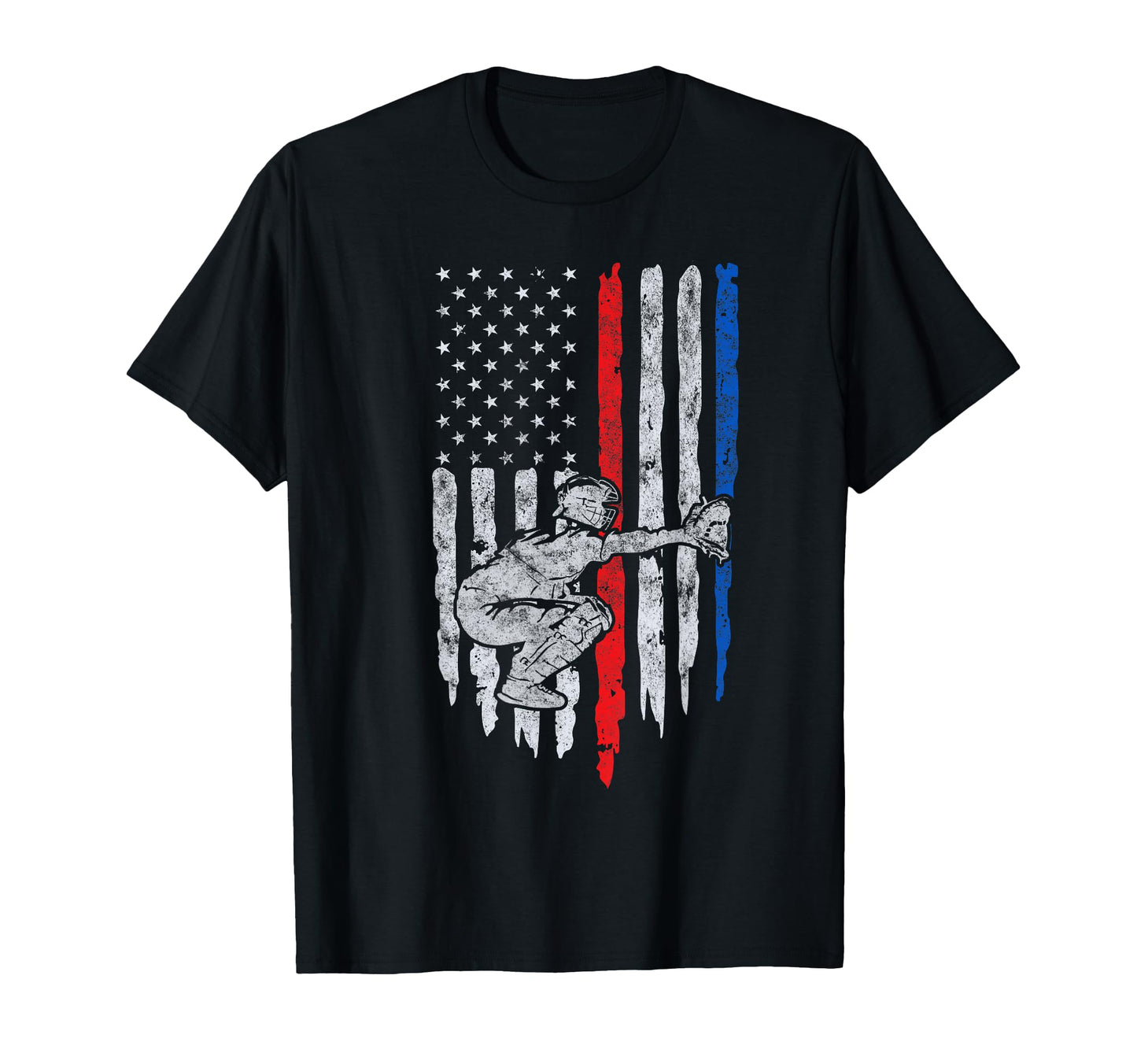 Baseball Us Flag Baseball Dad T-Shirt - Casual Everyday Wear Men Women - T-Shirt, Sweatshirt, Hoodie