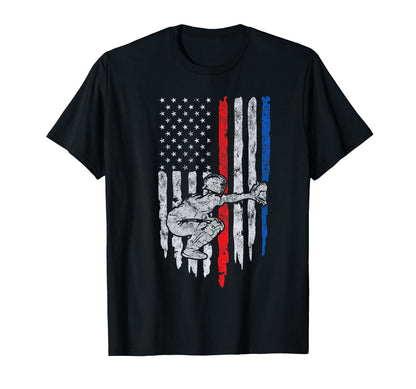 Baseball Us Flag Baseball Dad T-Shirt - Casual Everyday Wear Men Women - T-Shirt, Sweatshirt, Hoodie