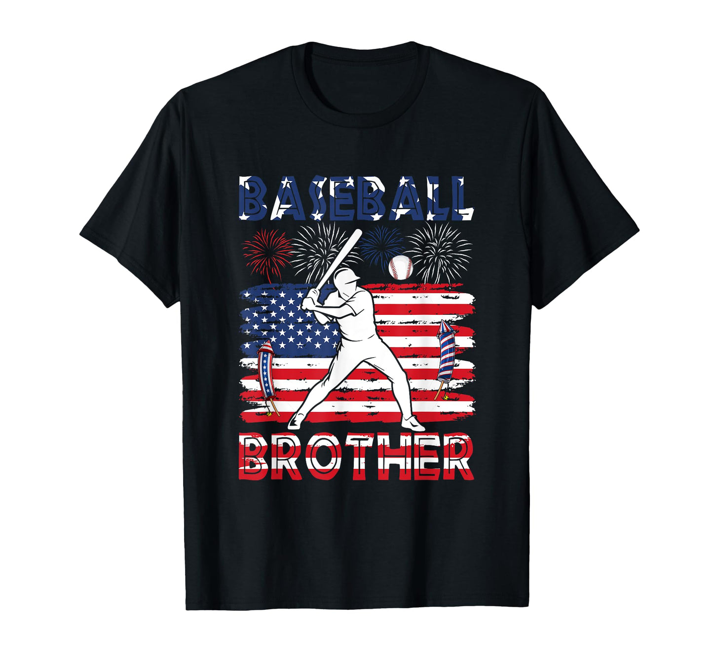Baseball Player Brother 4Th July Us Flag T-Shirt - Streetwear Style Unisex - T-Shirt, Sweatshirt, Hoodie