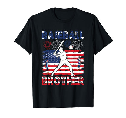 Baseball Player Brother 4Th July Us Flag T-Shirt - Streetwear Style Unisex - T-Shirt, Sweatshirt, Hoodie