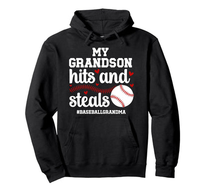 My Grandson Baseball Grandma Hoodie - Casual Everyday Wear Men Women - T-Shirt, Sweatshirt, Hoodie