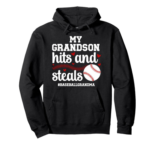 My Grandson Baseball Grandma Hoodie - Casual Everyday Wear Men Women - T-Shirt, Sweatshirt, Hoodie