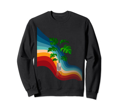 Rainbow Monstera Splash Color And Sweatshirt - Novelty Apparel for Adults - T-Shirt, Sweatshirt, Hoodie