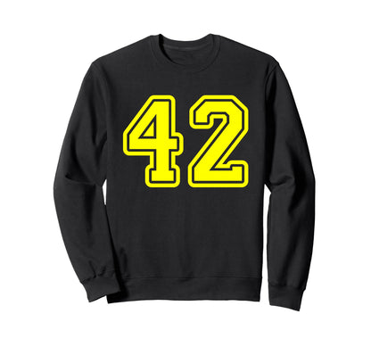 Yellow Sport Team Number 42 Sweatshirt - Fun Novelty Design Unisex - T-Shirt, Sweatshirt, Hoodie
