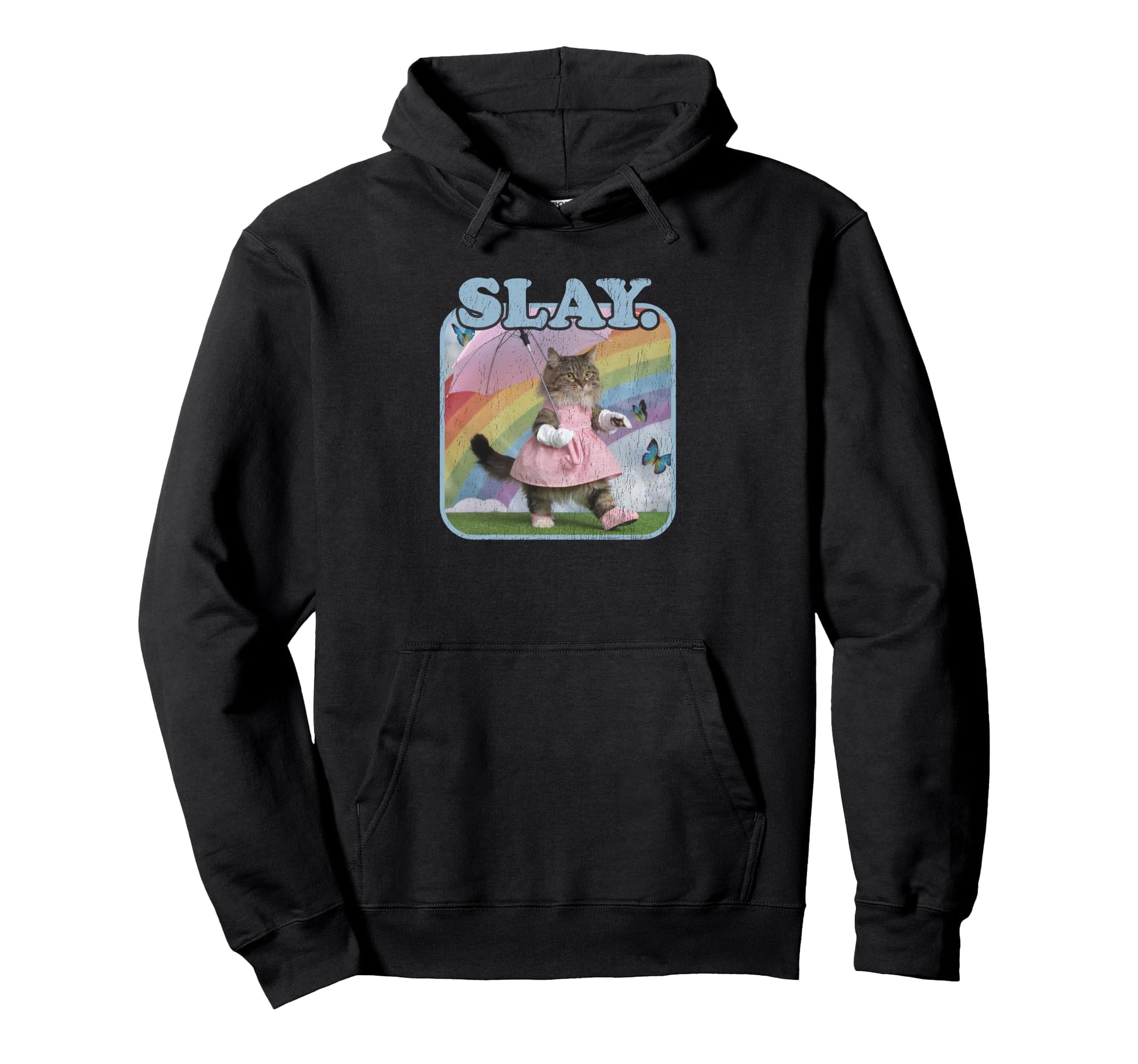 Slay Grunge Kitty Pretty Dress Rainbow Hoodie - Custom Art Print for Adults - T-Shirt, Sweatshirt, Hoodie