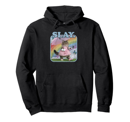 Slay Grunge Kitty Pretty Dress Rainbow Hoodie - Custom Art Print for Adults - T-Shirt, Sweatshirt, Hoodie