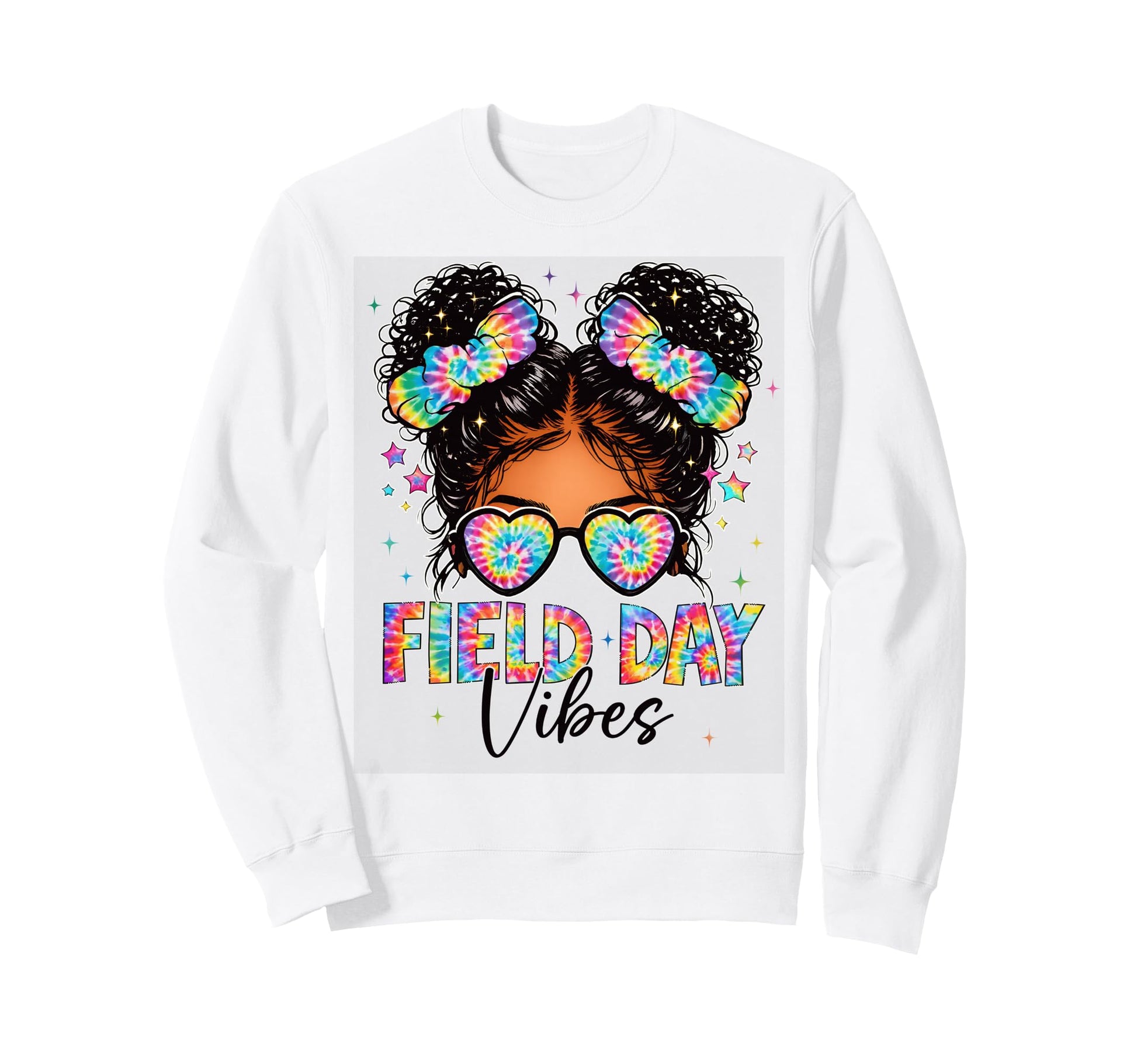 Field Day Vibes Tie Dye Messy Bun Sweatshirt - Trendy Graphic Men Women - T-Shirt, Sweatshirt, Hoodie