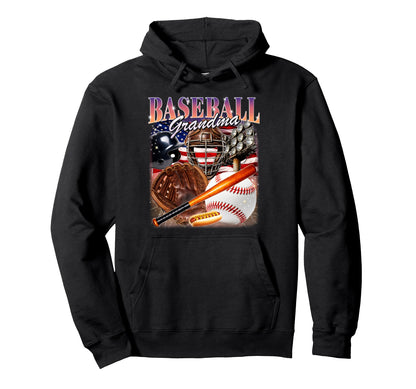 Baseball Grandma Usa Flag 90S Nana Mothers Hoodie - Unique Graphic Unisex - T-Shirt, Sweatshirt, Hoodie