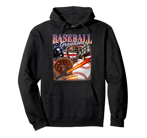 Baseball Grandma Usa Flag 90S Nana Mothers Hoodie - Unique Graphic Unisex - T-Shirt, Sweatshirt, Hoodie