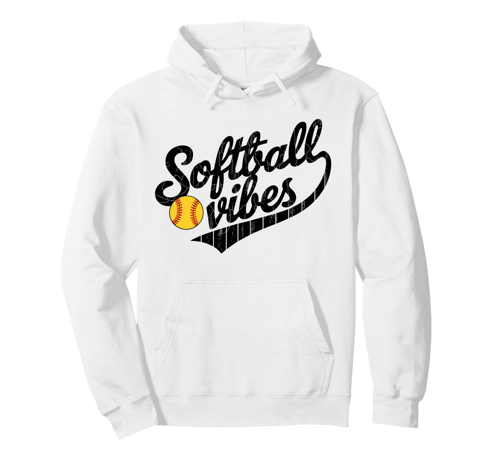 Softball Vibes Groovy Game Day Hoodie - Fun Novelty Design Men Women - T-Shirt, Sweatshirt, Hoodie
