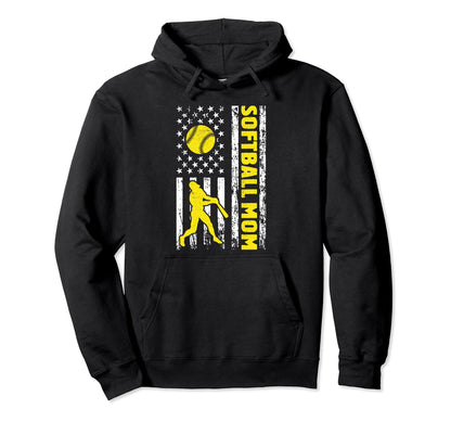 Softball Mom Game Day Funny Mothers Day Hoodie - Graphic Print Men Women - T-Shirt, Sweatshirt, Hoodie
