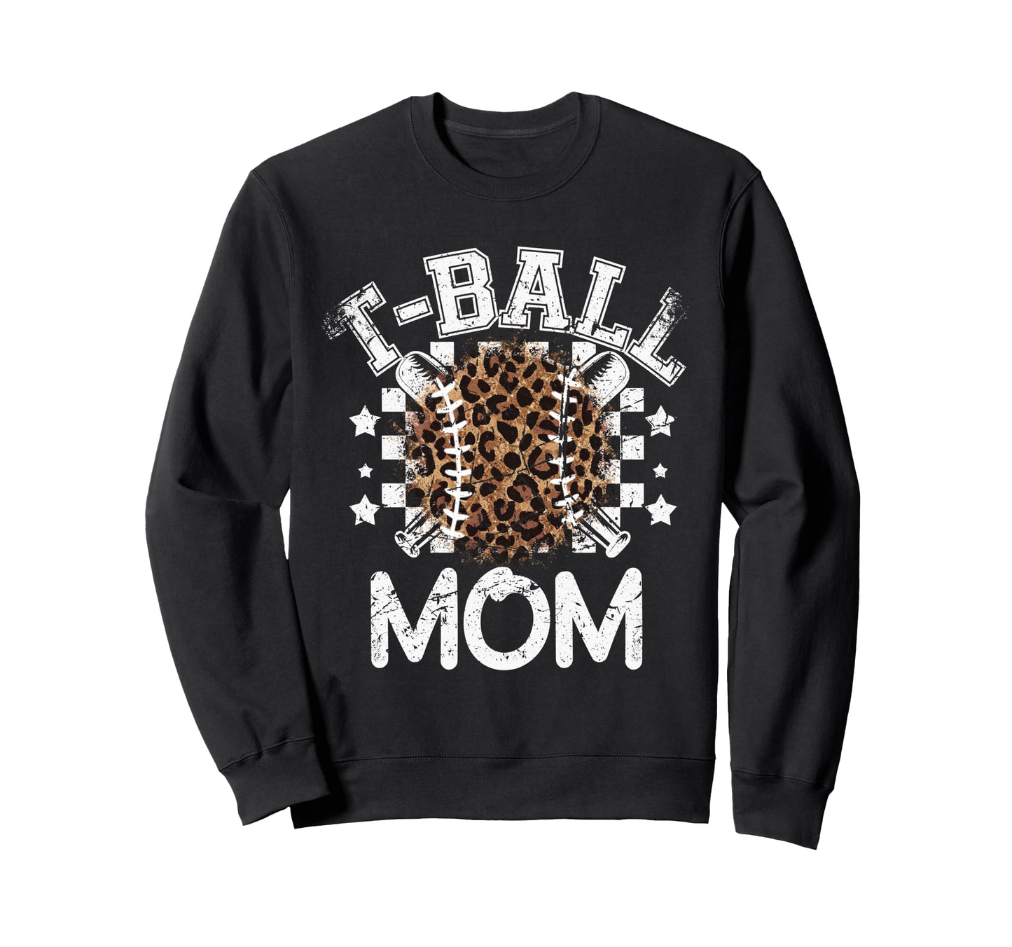 T Ball Teeball Mom Leopard Sweatshirt - Aesthetic Graphic Men Women - T-Shirt, Sweatshirt, Hoodie