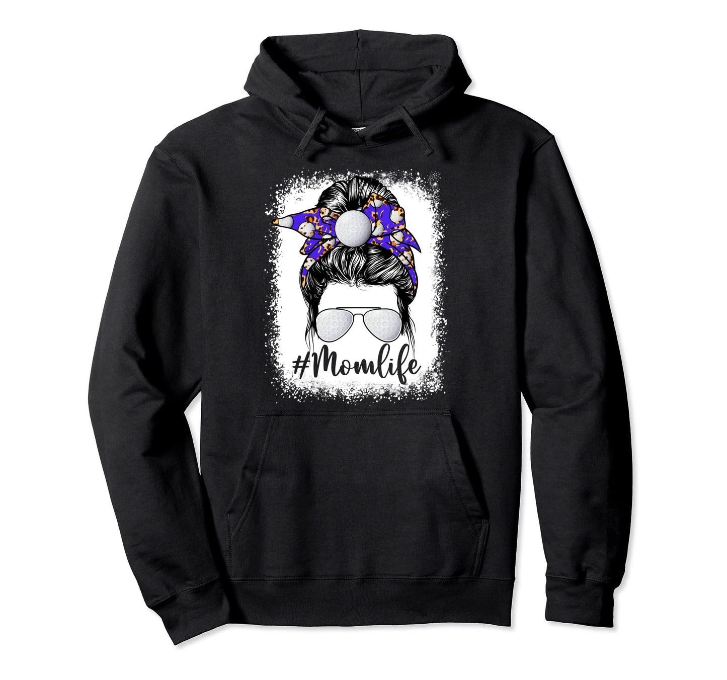 Golf Mom Life Messy Bun Game Day Hoodie - Fun Novelty Design for Adults - T-Shirt, Sweatshirt, Hoodie