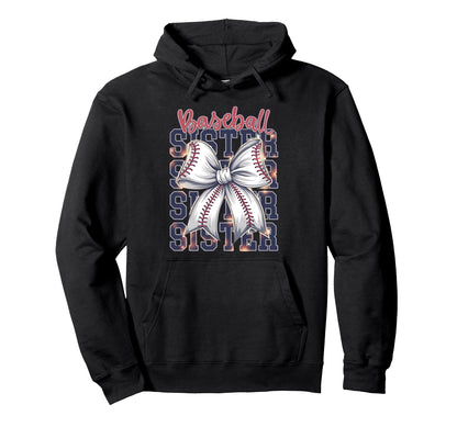 Baseball Sister Coquette Bow Hoodie - Novelty Apparel Men Women - T-Shirt, Sweatshirt, Hoodie