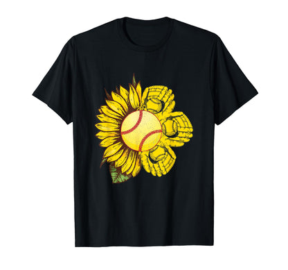 Softball Sunflower Mom Mother T-Shirt - Casual Everyday Wear Men Women - T-Shirt, Sweatshirt, Hoodie