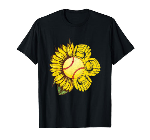 Softball Sunflower Mom Mother T-Shirt - Casual Everyday Wear Men Women - T-Shirt, Sweatshirt, Hoodie